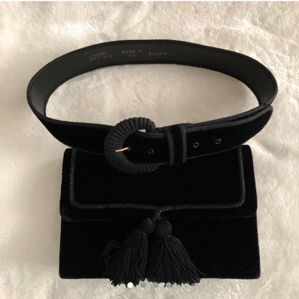 Vintage Black Velvet Handbag and Belt Set
